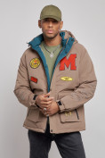 Купить Куртка мужская зимняя с капюшоном молодежная коричневого цвета 88915K, фото 7