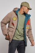Купить Куртка мужская зимняя с капюшоном молодежная коричневого цвета 88915K, фото 8