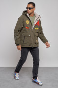 Купить Куртка мужская зимняя с капюшоном молодежная цвета хаки 88915Kh, фото 10