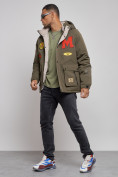 Купить Куртка мужская зимняя с капюшоном молодежная цвета хаки 88915Kh, фото 2