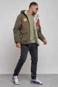 Купить Куртка мужская зимняя с капюшоном молодежная цвета хаки 88915Kh, фото 3