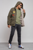 Купить Куртка мужская зимняя с капюшоном молодежная цвета хаки 88915Kh, фото 5