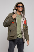 Купить Куртка мужская зимняя с капюшоном молодежная цвета хаки 88915Kh, фото 6