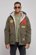 Купить Куртка мужская зимняя с капюшоном молодежная цвета хаки 88915Kh, фото 7