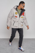 Купить Куртка мужская зимняя с капюшоном молодежная серого цвета 88915Sr, фото 10