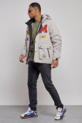 Купить Куртка мужская зимняя с капюшоном молодежная серого цвета 88915Sr, фото 2