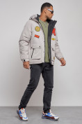 Купить Куртка мужская зимняя с капюшоном молодежная серого цвета 88915Sr, фото 3
