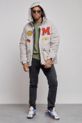 Купить Куртка мужская зимняя с капюшоном молодежная серого цвета 88915Sr, фото 6