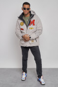 Купить Куртка мужская зимняя с капюшоном молодежная серого цвета 88915Sr, фото 9