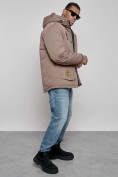 Купить Куртка мужская зимняя с капюшоном молодежная коричневого цвета 88917K, фото 17