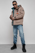 Купить Куртка мужская зимняя с капюшоном молодежная коричневого цвета 88917K, фото 19