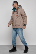 Купить Куртка мужская зимняя с капюшоном молодежная коричневого цвета 88917K, фото 2