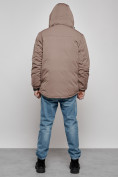 Купить Куртка мужская зимняя с капюшоном молодежная коричневого цвета 88917K, фото 5