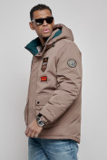 Купить Куртка мужская зимняя с капюшоном молодежная коричневого цвета 88917K, фото 8