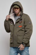 Купить Куртка мужская зимняя с капюшоном молодежная цвета хаки 88917Kh, фото 10