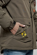 Купить Куртка мужская зимняя с капюшоном молодежная цвета хаки 88917Kh, фото 12