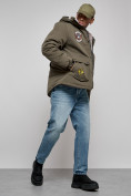 Купить Куртка мужская зимняя с капюшоном молодежная цвета хаки 88917Kh, фото 18