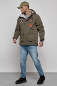 Купить Куртка мужская зимняя с капюшоном молодежная цвета хаки 88917Kh, фото 2