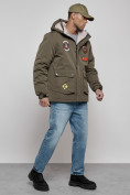 Купить Куртка мужская зимняя с капюшоном молодежная цвета хаки 88917Kh, фото 3