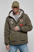 Купить Куртка мужская зимняя с капюшоном молодежная цвета хаки 88917Kh, фото 5