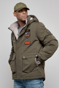 Купить Куртка мужская зимняя с капюшоном молодежная цвета хаки 88917Kh, фото 6