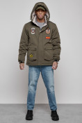 Купить Куртка мужская зимняя с капюшоном молодежная цвета хаки 88917Kh, фото 8