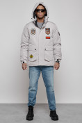 Купить Куртка мужская зимняя с капюшоном молодежная серого цвета 88917Sr