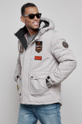 Купить Куртка мужская зимняя с капюшоном молодежная серого цвета 88917Sr, фото 5