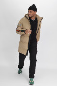Купить Спортивная молодежная куртка удлиненная мужская бежевого цвета 90006B, фото 11