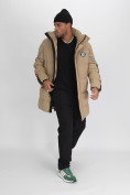 Купить Спортивная молодежная куртка удлиненная мужская бежевого цвета 90006B, фото 12