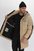 Купить Спортивная молодежная куртка удлиненная мужская бежевого цвета 90006B, фото 15