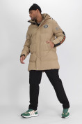 Купить Спортивная молодежная куртка удлиненная мужская бежевого цвета 90006B, фото 18