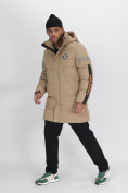 Купить Спортивная молодежная куртка удлиненная мужская бежевого цвета 90006B, фото 2