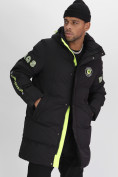Купить Спортивная молодежная куртка удлиненная мужская черного цвета 90006Ch, фото 10