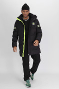 Купить Спортивная молодежная куртка удлиненная мужская черного цвета 90006Ch, фото 13
