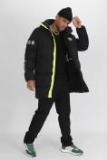 Купить Спортивная молодежная куртка удлиненная мужская черного цвета 90006Ch, фото 14