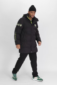 Купить Спортивная молодежная куртка удлиненная мужская черного цвета 90006Ch, фото 3