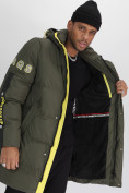Купить Спортивная молодежная куртка удлиненная мужская цвета хаки 90006Kh, фото 15