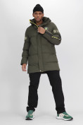 Купить Спортивная молодежная куртка удлиненная мужская цвета хаки 90006Kh, фото 7