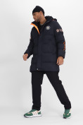 Купить Спортивная молодежная куртка удлиненная мужская темно-синего цвета 90006TS, фото 14