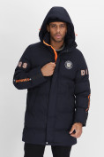 Купить Спортивная молодежная куртка удлиненная мужская темно-синего цвета 90006TS, фото 16