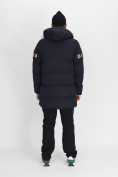 Купить Спортивная молодежная куртка удлиненная мужская темно-синего цвета 90006TS, фото 17