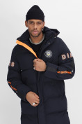 Купить Спортивная молодежная куртка удлиненная мужская темно-синего цвета 90006TS, фото 18