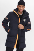 Купить Спортивная молодежная куртка удлиненная мужская темно-синего цвета 90006TS, фото 19