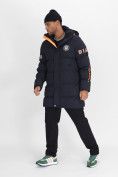 Купить Спортивная молодежная куртка удлиненная мужская темно-синего цвета 90006TS, фото 2