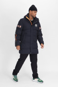 Купить Спортивная молодежная куртка удлиненная мужская темно-синего цвета 90006TS, фото 3
