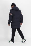 Купить Спортивная молодежная куртка удлиненная мужская темно-синего цвета 90006TS, фото 5