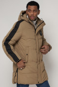 Купить Спортивная молодежная куртка удлиненная мужская бежевого цвета 90008B, фото 10