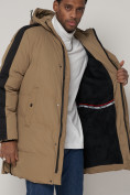 Купить Спортивная молодежная куртка удлиненная мужская бежевого цвета 90008B, фото 11