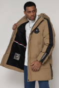 Купить Спортивная молодежная куртка удлиненная мужская бежевого цвета 90008B, фото 12